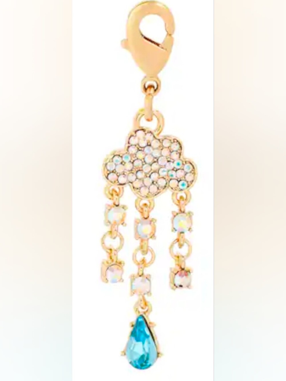 Rain Cloud Austrian Crystal Charm Pendant Sparkly Rhinestones Gold-Tone